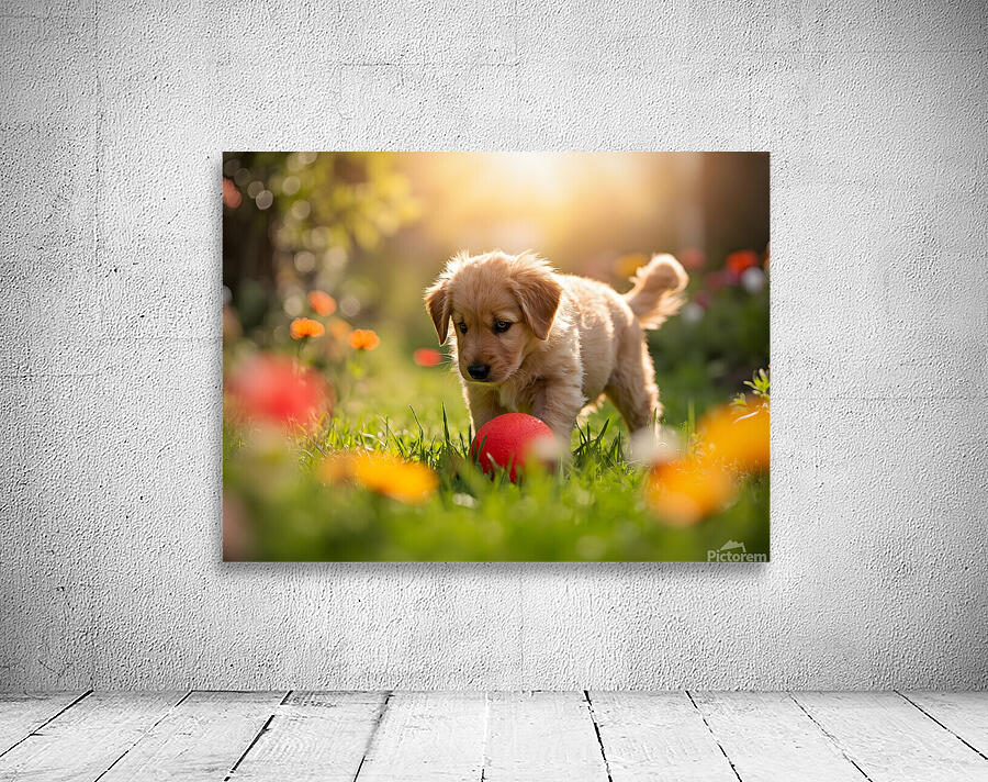 Golden Retriever Puppy Discovers A Giant Red Ball Wall Preview