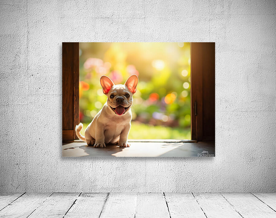 French Bulldog Puppy Celebrates Garden Door Success Wall Preview