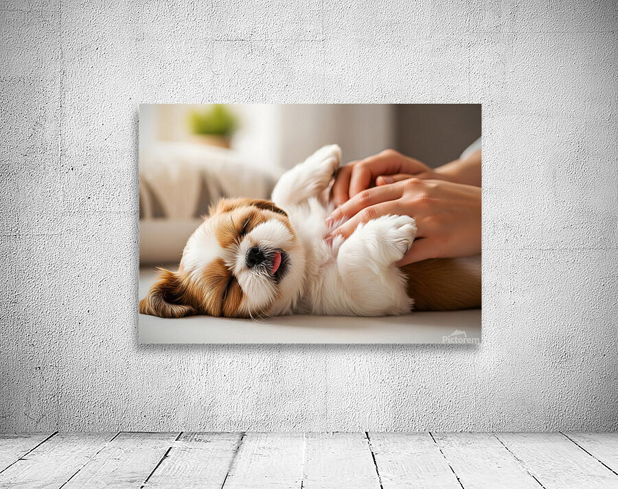 Sleepy Shih Tzu Puppy After Perfect Belly Rubs Wall Preview