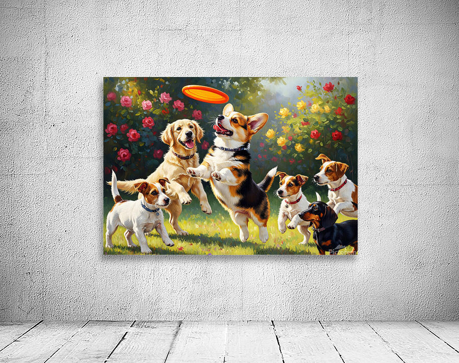 Pembroke Corgi Puppy Ready To Jump For Flying Frisbee Wall Preview