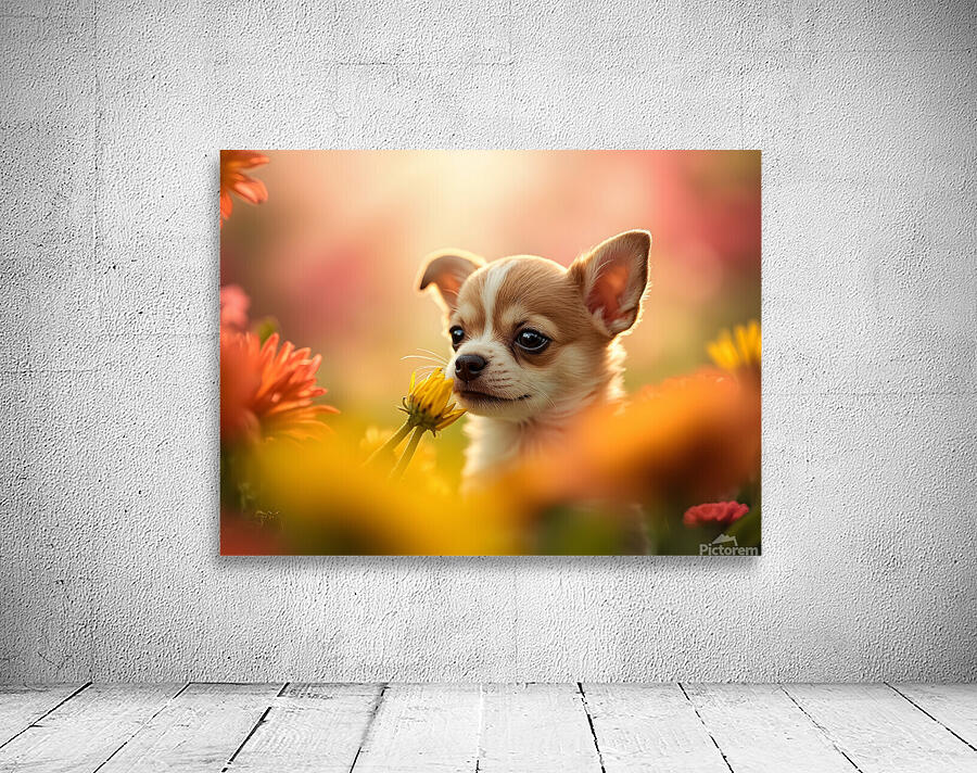 Chihuahua Puppy Discovers A Yellow Dandelion Wall Preview