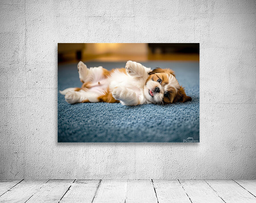 Shih Tzu Puppy Hopes For Belly Rub Time Wall Preview