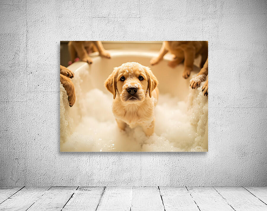 Peaceful Labrador Puppy Enjoying Calm Bath Time Wall Preview