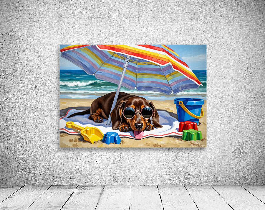 Proud Dachshund Puppy Shows Off Completed Sandcastle Wall Preview