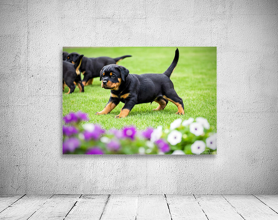 Rottweiler Puppy Starts The Chase In Sunny Yard Wall Preview