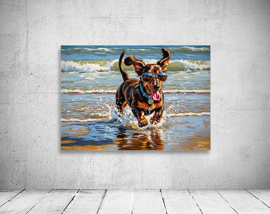 Dachshund Puppys Beach Adventure Begins With Cool Sunglasses Wall Preview