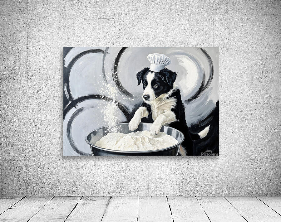 Border Collie Puppys First Cooking Adventure Wall Preview