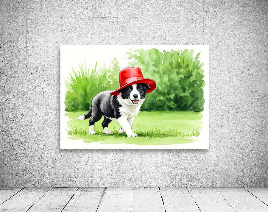 Border Collie Puppy Discovers A Big Red Hat Wall Preview