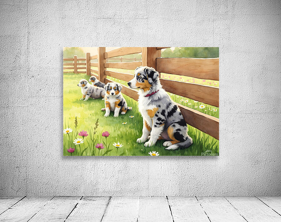 Content Australian Shepherd Puppy Enjoys Peaceful Moment Wall Preview