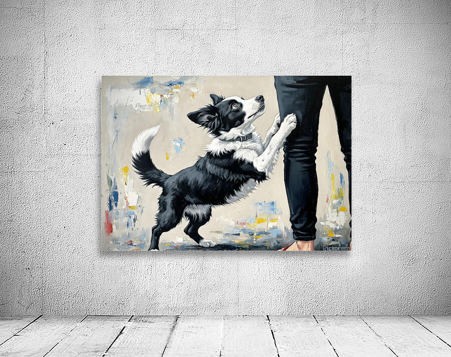 Border Collie Puppys Joyful Garden Victory Dance Wall Preview