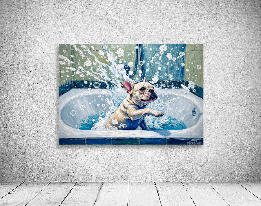 Clean French Bulldog Puppy After Bubble Bath Victory Wall Preview
