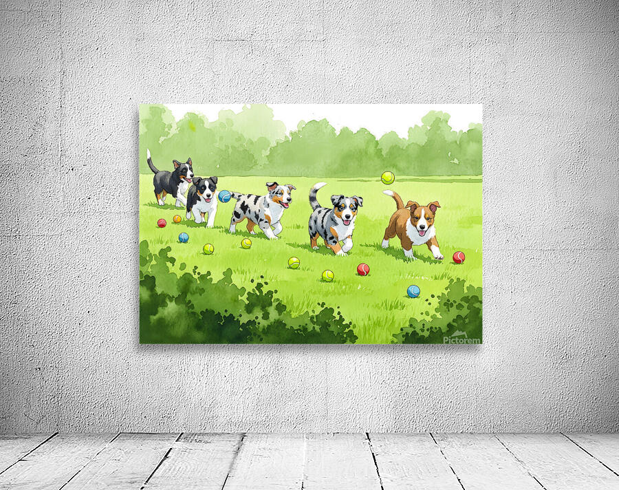 Australian Shepherd Puppy Spots Tennis Ball Wall Preview