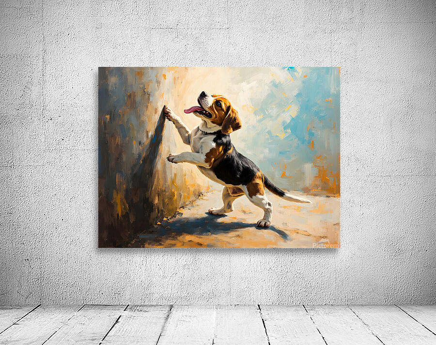 Beagle Puppy Discovers Dancing Wall Shadows Wall Preview