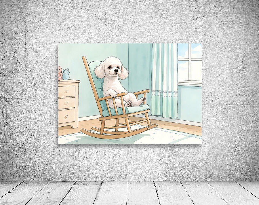Poodle Puppy Finds Perfect Balance On Rocking Chair Wall Preview