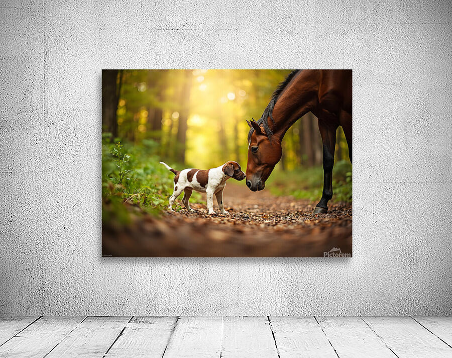 German Shorthaired Pointer Puppy Befriends Trail Horse Wall Preview