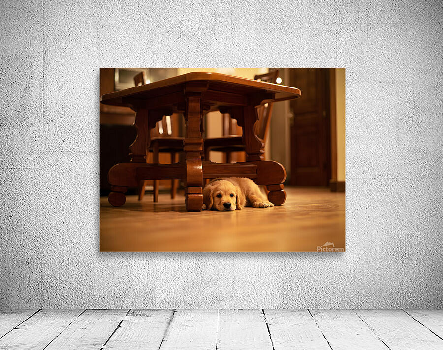Curious Puppy Peeks From Behind Bookshelf Wall Preview