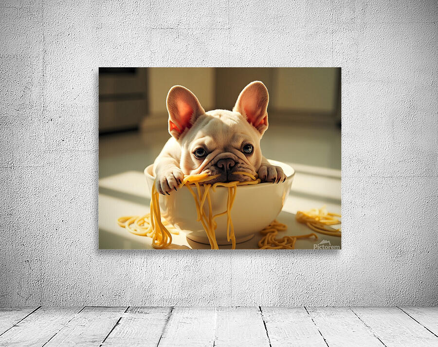 French Bulldog Puppy Discovers Spaghetti Bowl Wall Preview