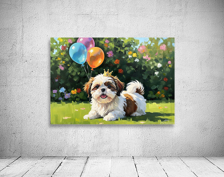 Shih Tzu Puppy Gets Ready For Birthday Party Wall Preview