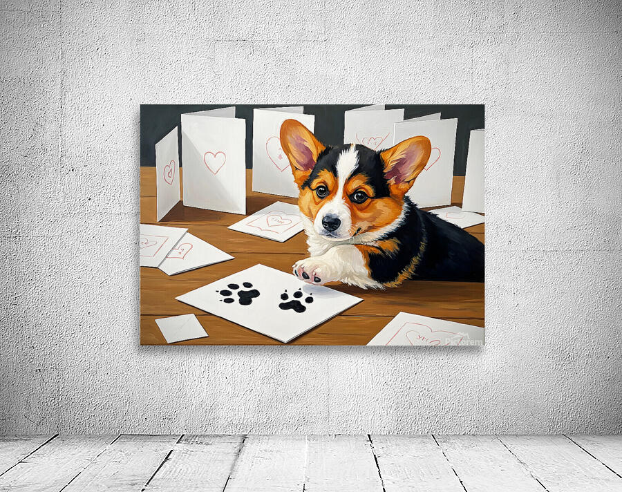 Proud Corgi Puppy Shows Off Signed Cards Collection Wall Preview