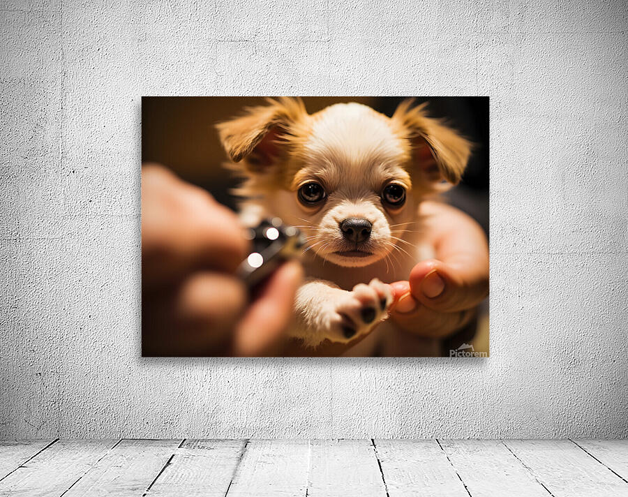 Chihuahua Puppy Waits For Nail Trimming Appointment Wall Preview