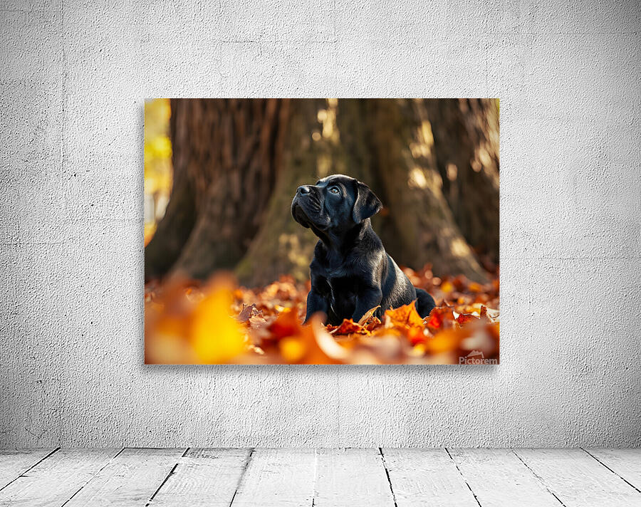 Playful Cane Corso Puppy Circles Around Tree Base Wall Preview