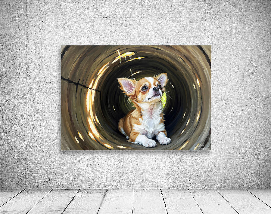 Happy Chihuahua Puppy Exits Log Adventure Wall Preview