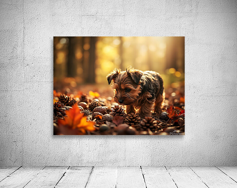 Yorkshire Terrier Puppy Discovers Cinnamon Sticks Wall Preview