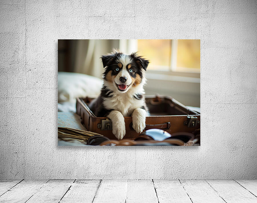 Content Puppy Settles Down For Suitcase Journey Wall Preview
