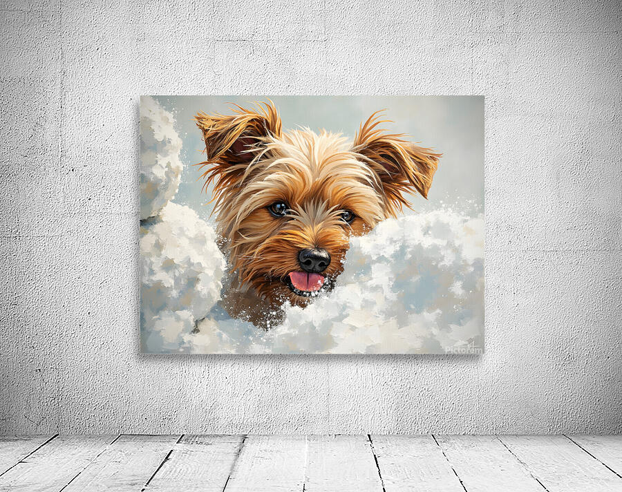 Surprised Yorkshire Terrier Puppy In Winter Garden Wall Preview
