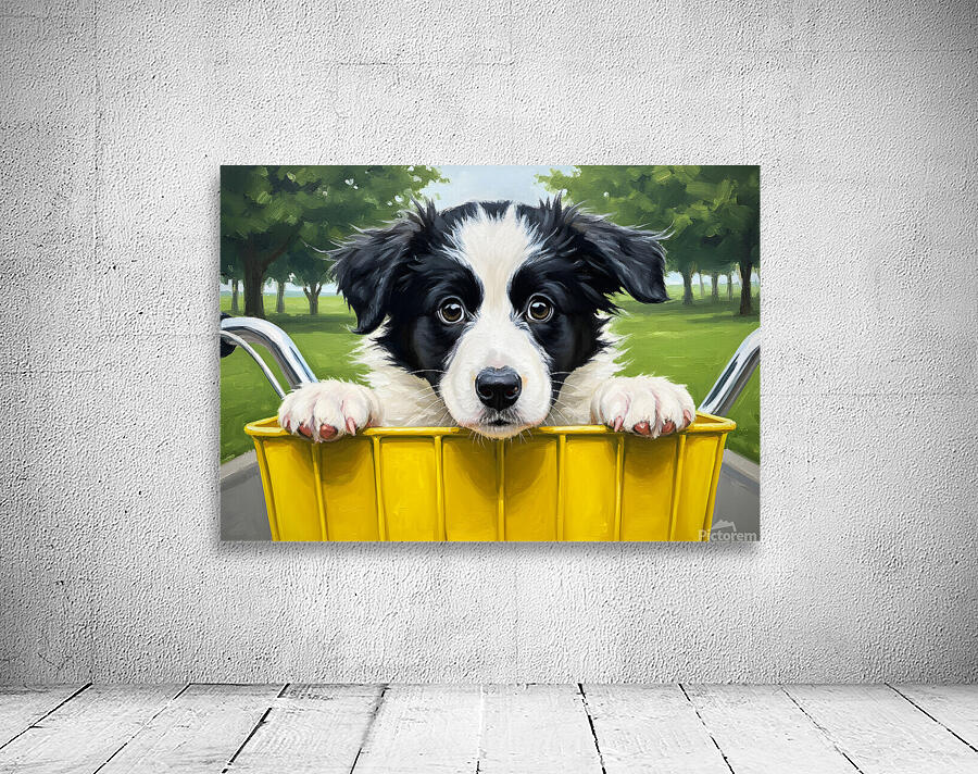 Border Collie Puppys First Bicycle Basket Adventure Begins Wall Preview