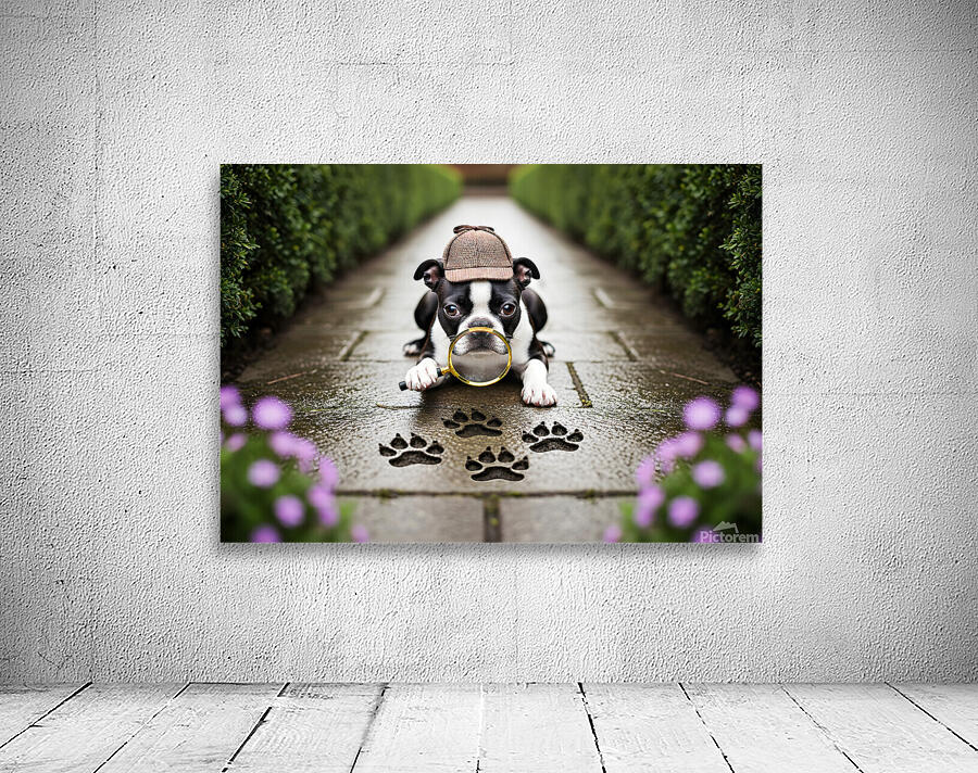 Boston Terrier Detective Puppy Begins Mystery Investigation Wall Preview