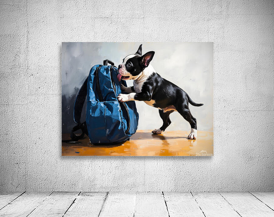 Boston Terrier Puppy Eyes The Backpack Challenge Wall Preview