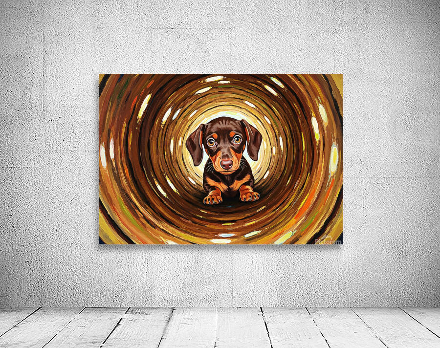 Victorious Puppy Emerges From Log Adventure Wall Preview