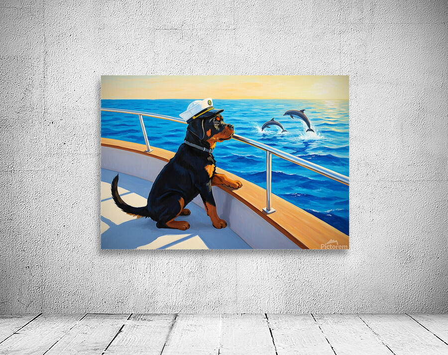 Rottweiler Puppy Ready For Maritime Adventure Wall Preview