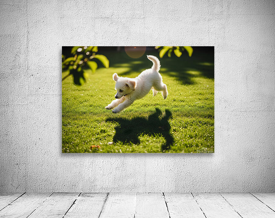 Exhausted Poodle Puppy Rests After Shadow Chase Game Wall Preview