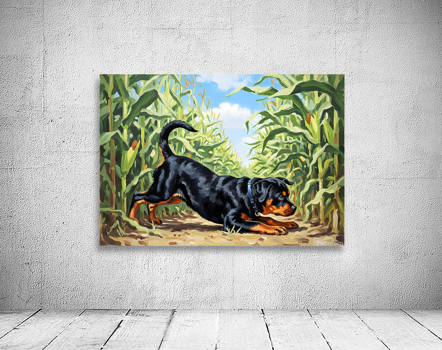 Rottweiler Puppy Discovers The Corn Maze Adventure Wall Preview