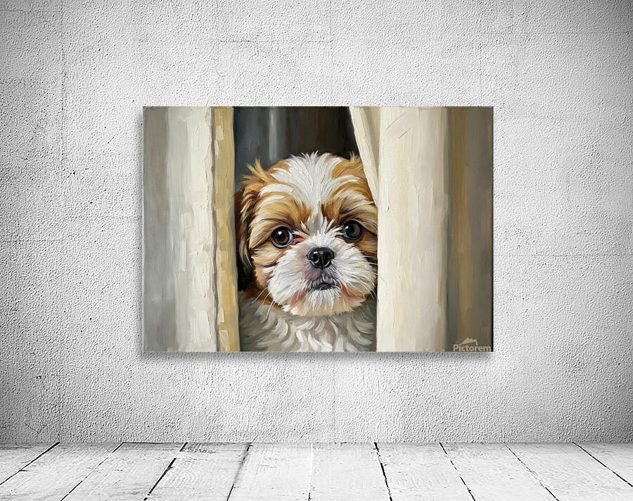 Shih Tzu Puppys Perfect Hiding Spot Behind Curtain Wall Preview