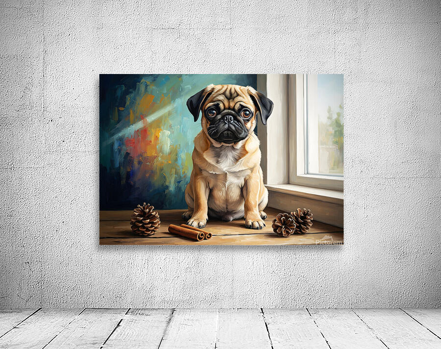 Contented Pug Puppy Enjoys Aromatic Discovery Wall Preview