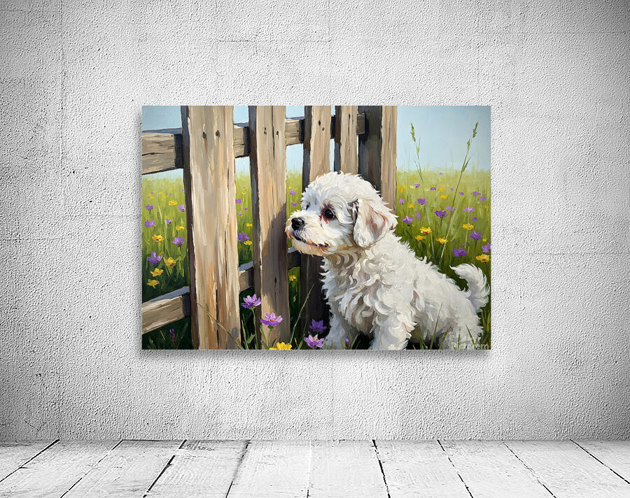Bichon Frise Puppy Discovers The Park Fence Wall Preview