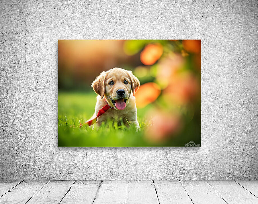 Tired Puppy Rests After Leash Adventure Wall Preview