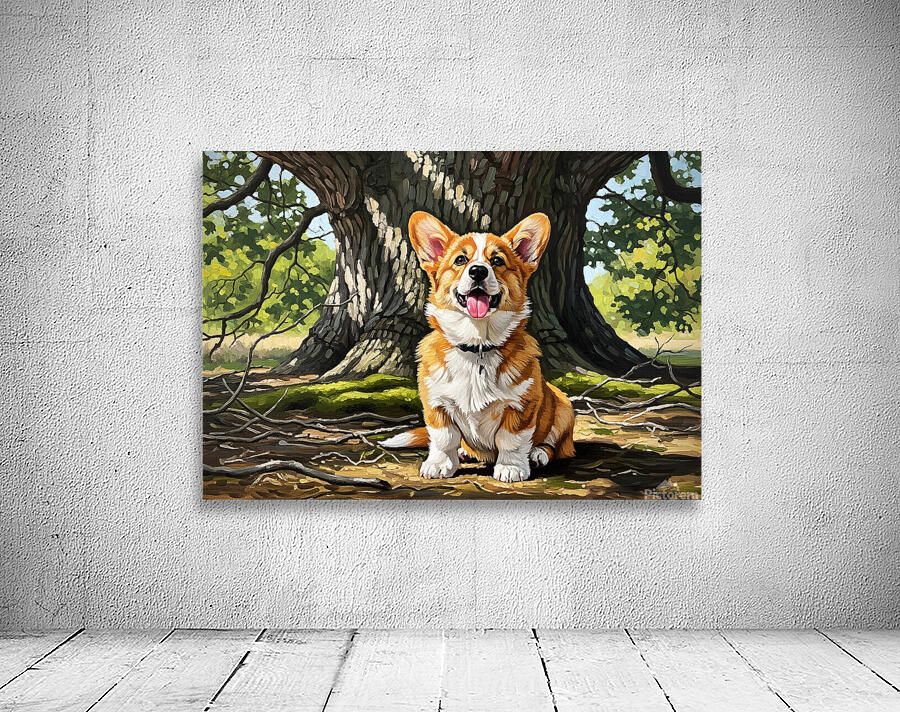 Content Corgi Puppy Dreams Under Tree Shade Wall Preview