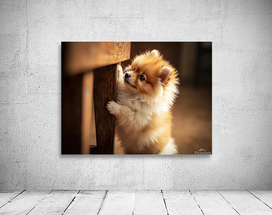 Pomeranian Puppy Watches Family Game Night Fun Wall Preview