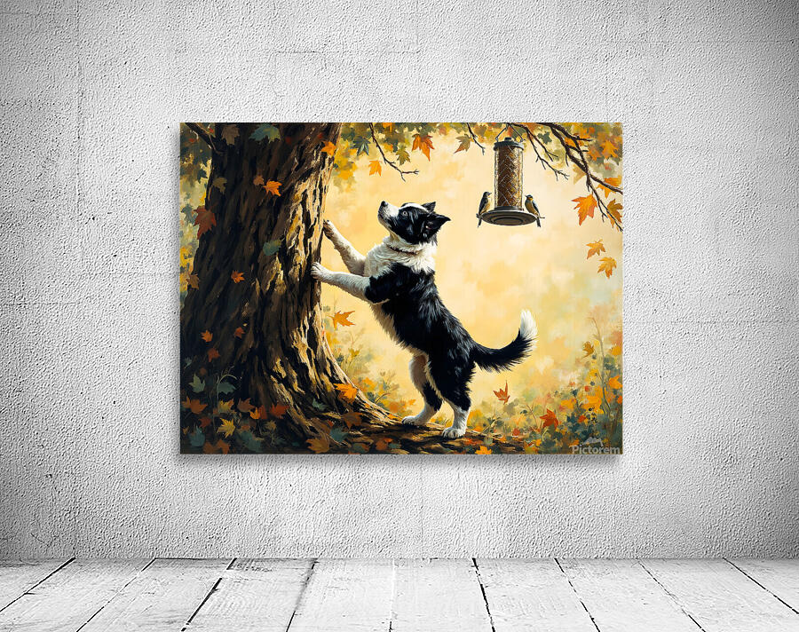 Border Collie Puppy Dreams Of Bird Feeder Adventure   Wall Preview