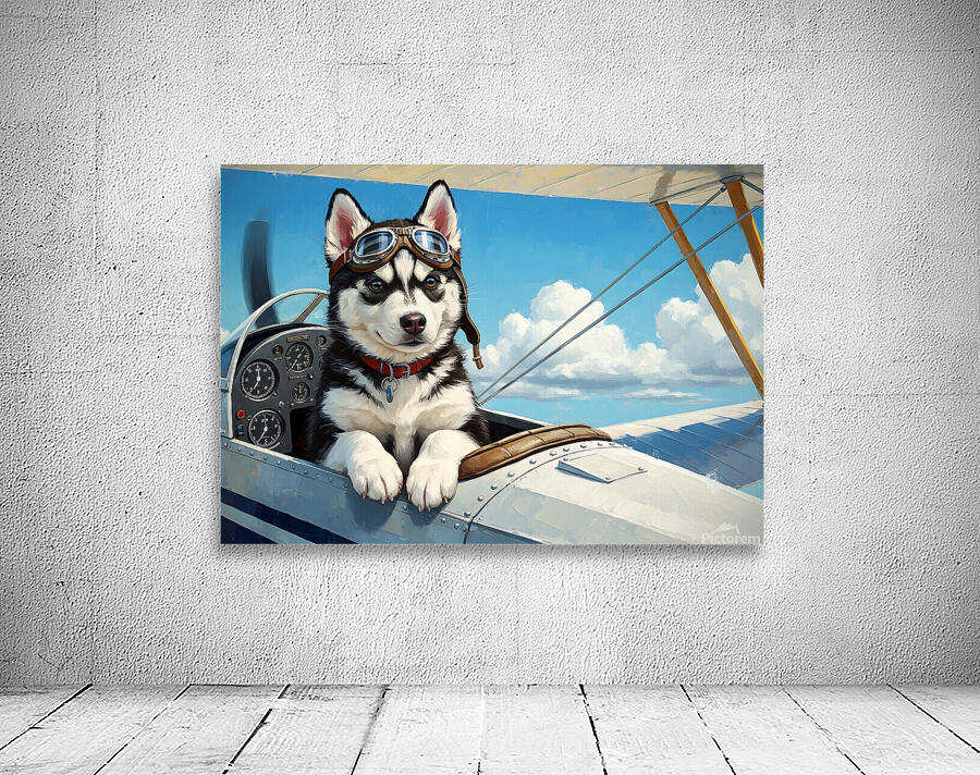 Husky Puppy Dreams Of Sky Adventures Wall Preview