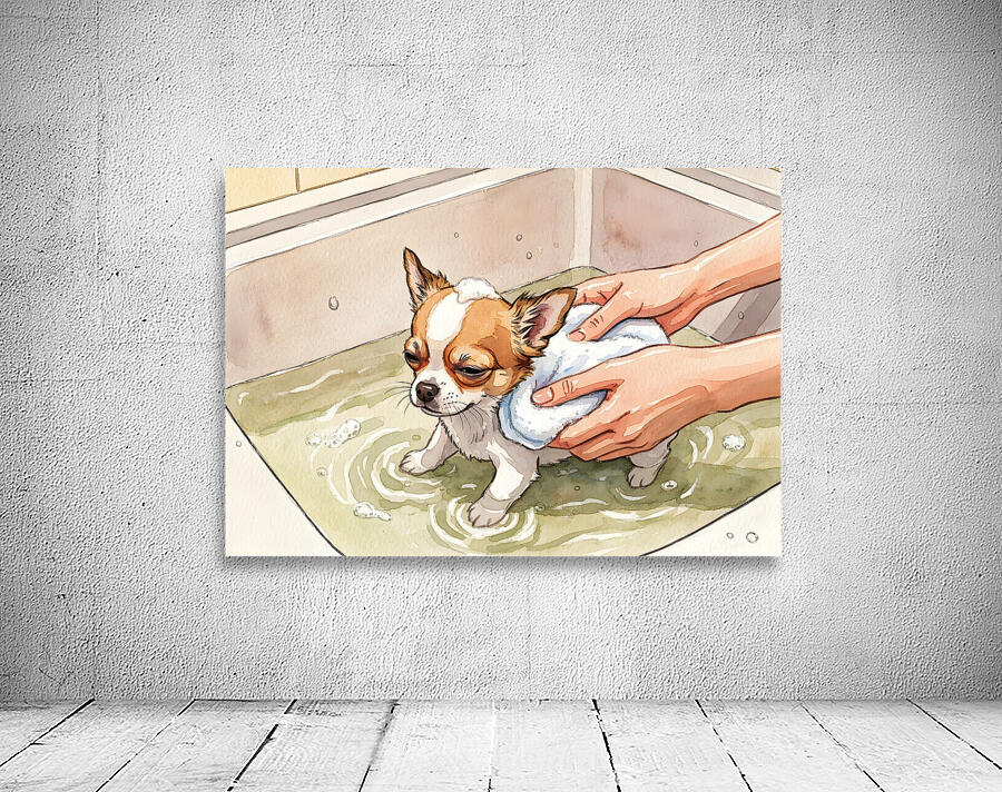 Clean And Happy Chihuahua Puppy After Bath Wall Preview