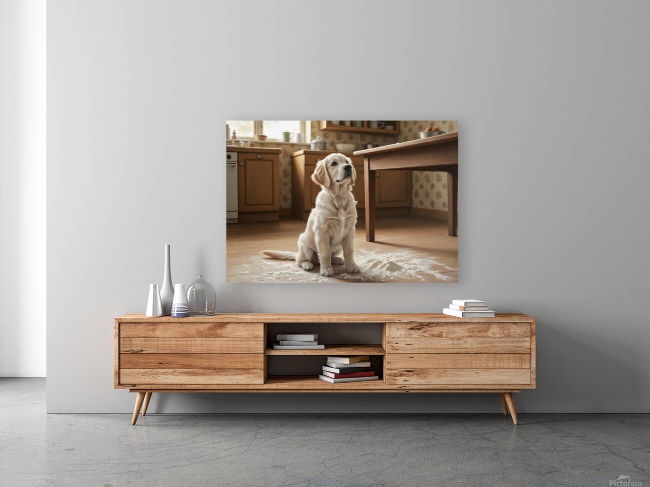 Hopeful Puppy After Kitchen Adventure Ends Reproduction