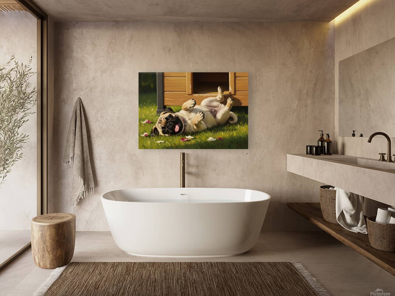 Playful Pug Puppy Enjoys Afternoon Fun Reproduction