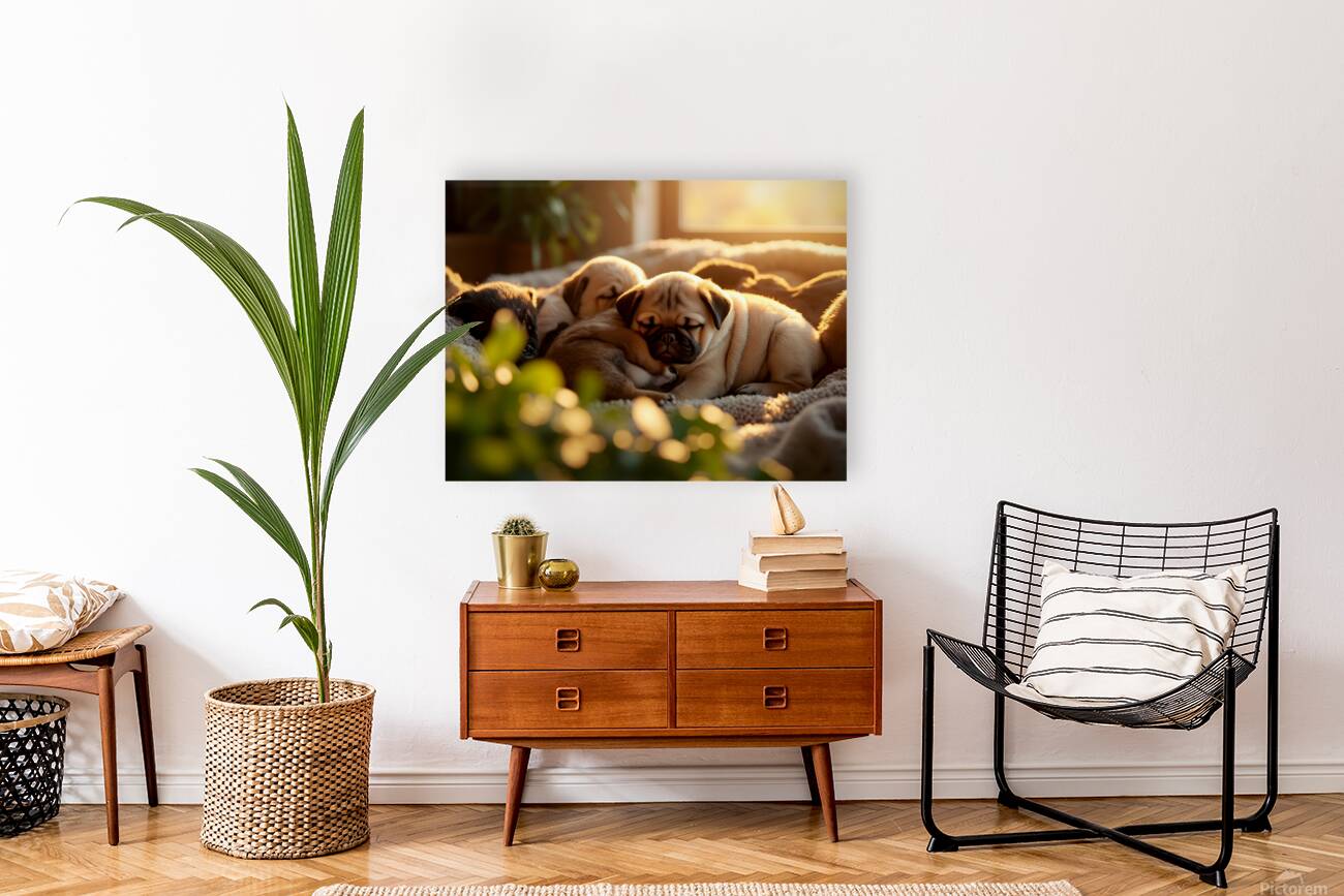 Pug Puppy Dreams In Sunny Spot Reproduction