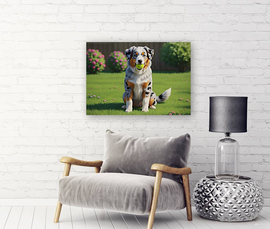 Australian Shepherd Puppy Successfully Retrieves Ball Reproduction