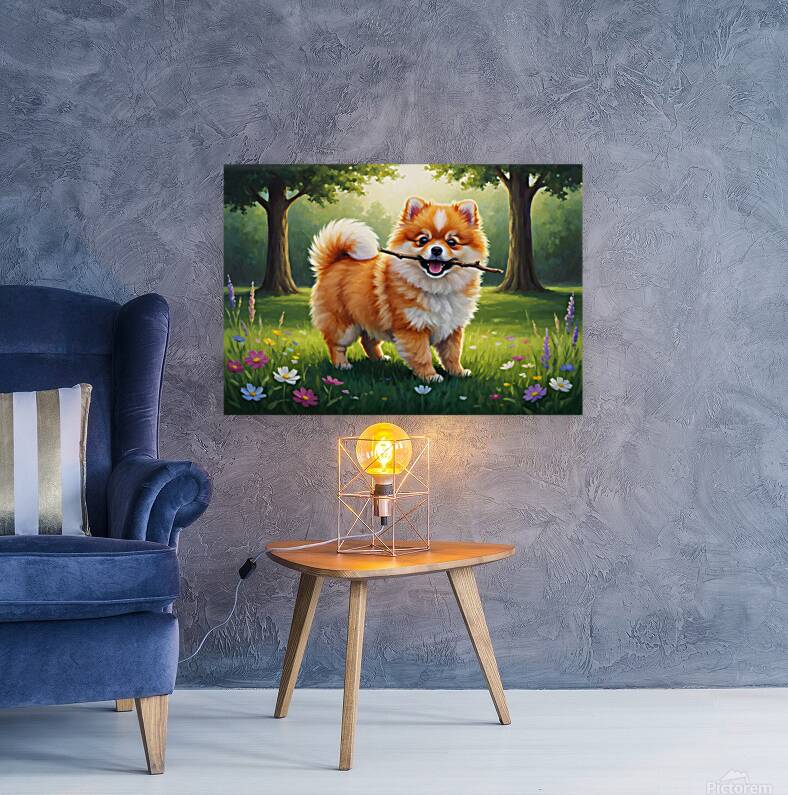 Pomeranian Puppy Discovers Perfect Stick Reproduction